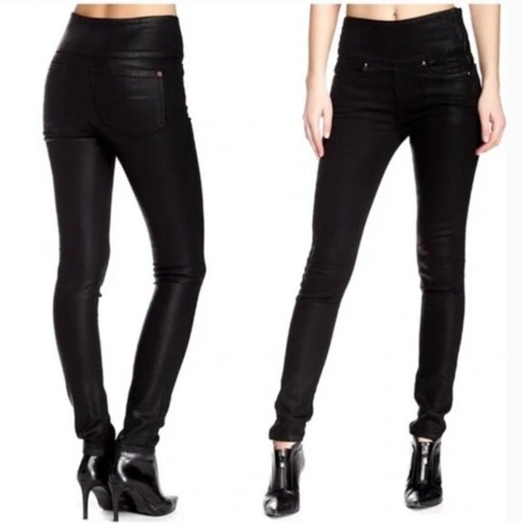 SPANX black wax-coated Signature Skinny Jean, Sz 31. - Picture 1 of 15